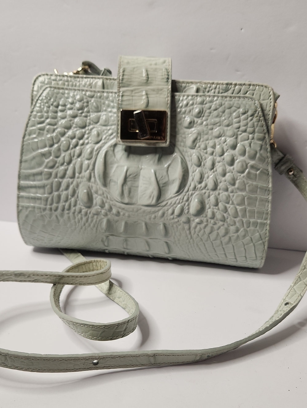 Brahmin Vida Croc Embossed Crossbody Bag In Softgrass Melbourne